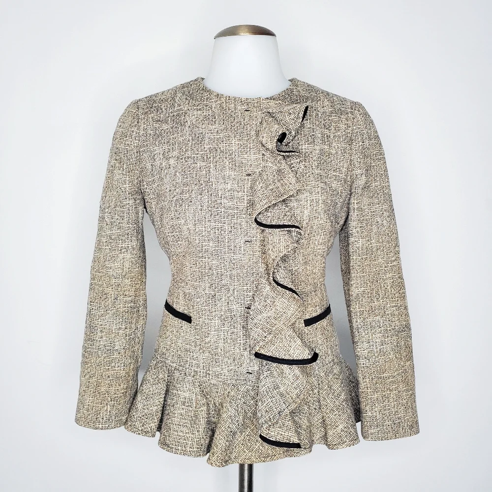 🚫SOLD - RED Valentino RARE Ruffled Tweed Blazer Jacket - Picture 2 of 14